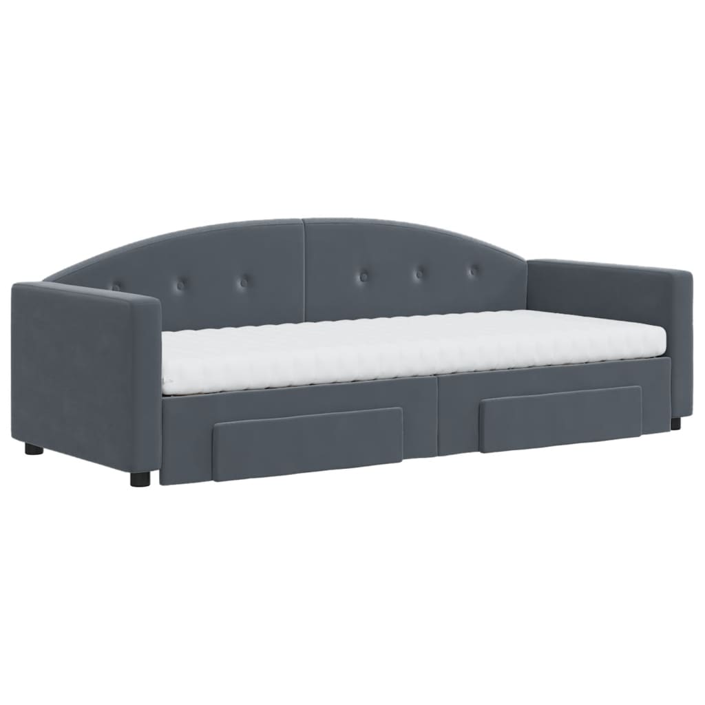 vidaXL Sofa rozsuwana z szufladami, ciemnoszara, 80x200 cm, aksamit