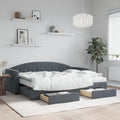 vidaXL Sofa rozsuwana z szufladami, ciemnoszara, 80x200 cm, aksamit