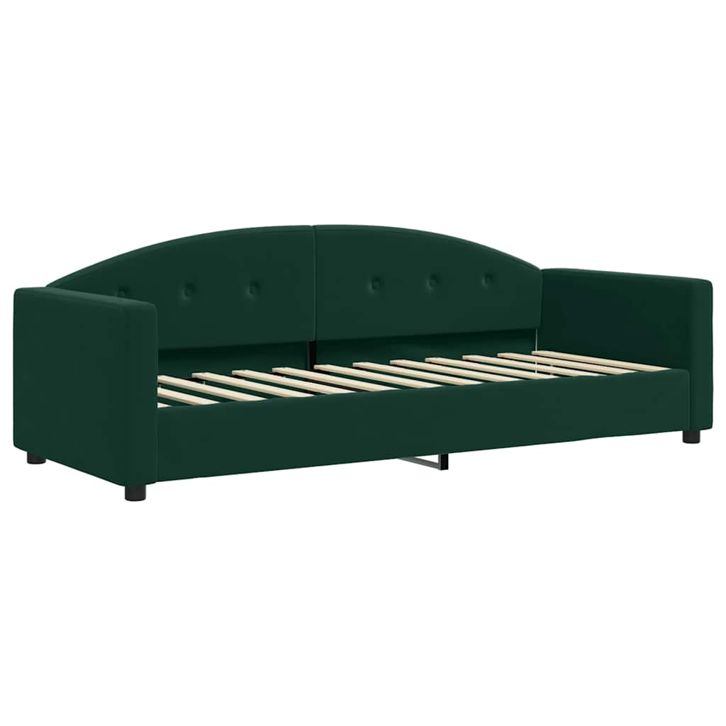 vidaXL Sofa rozsuwana z szufladami, ciemnozielona, 80x200 cm, aksamit