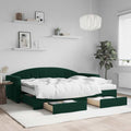 vidaXL Sofa rozsuwana z szufladami, ciemnozielona, 80x200 cm, aksamit