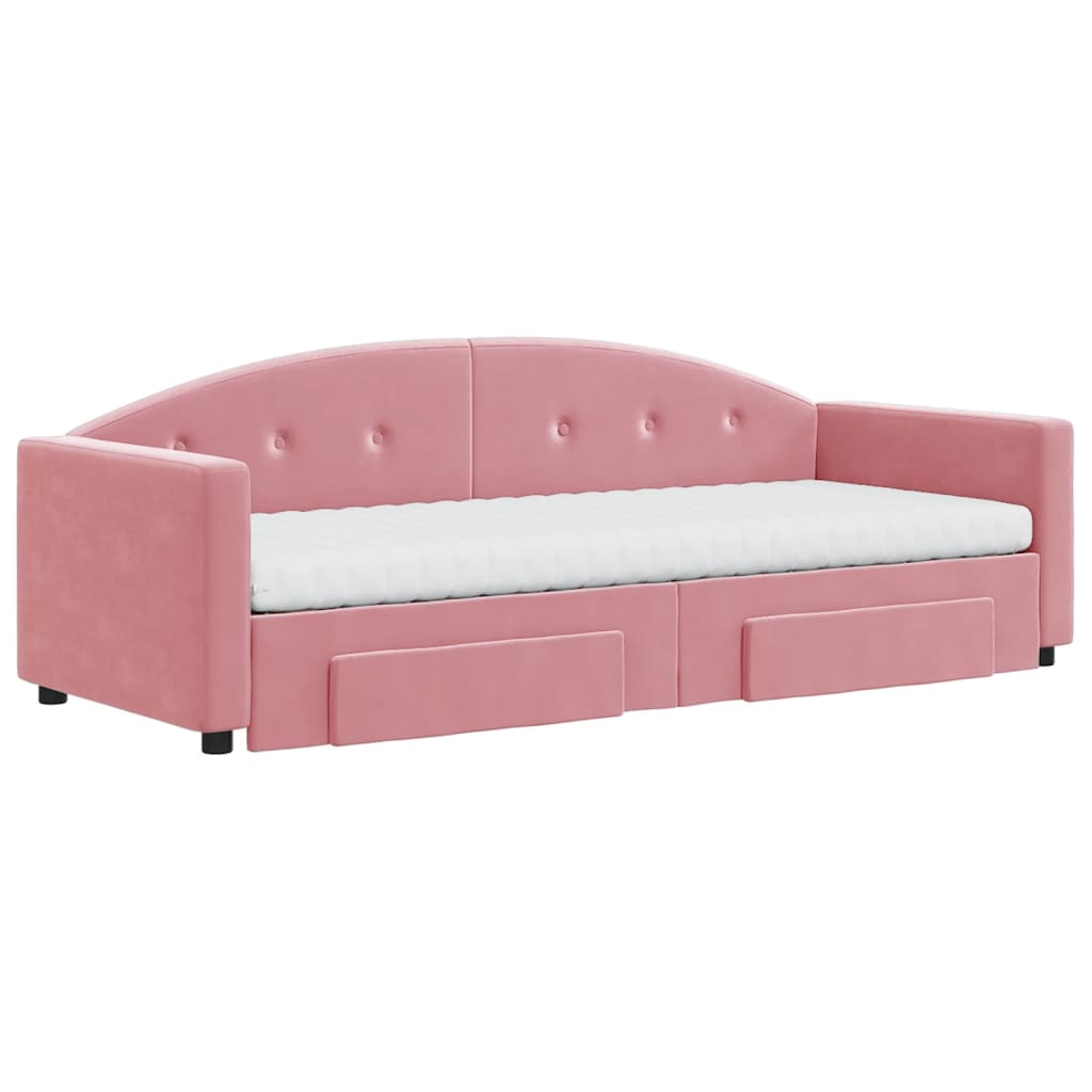 vidaXL Sofa rozsuwana z szufladami, różowa, 80x200 cm, aksamit