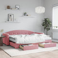vidaXL Sofa rozsuwana z szufladami, różowa, 80x200 cm, aksamit
