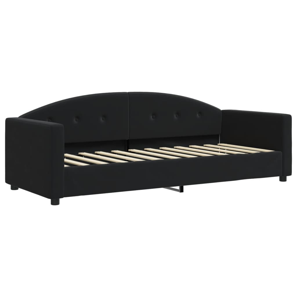 vidaXL Sofa rozsuwana z szufladami, czarna, 80x200 cm, aksamit