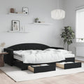 vidaXL Sofa rozsuwana z szufladami, czarna, 80x200 cm, aksamit