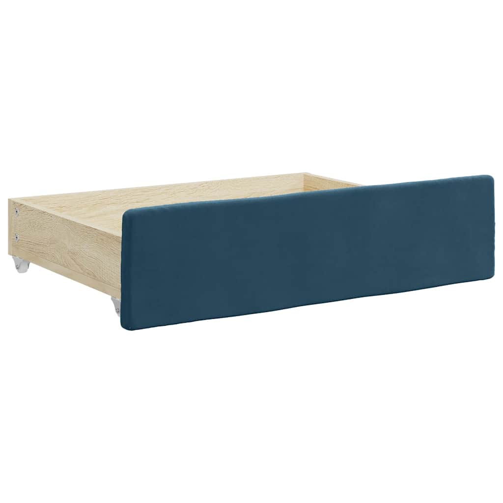 vidaXL Sofa rozsuwana z szufladami, niebieska, 90x200 cm, aksamit