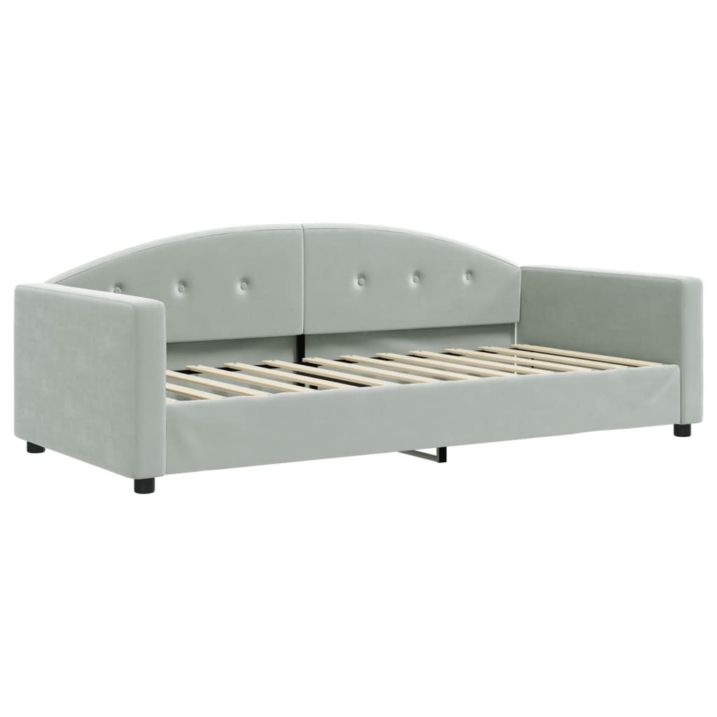 vidaXL Sofa rozsuwana z szufladami, jasnoszara, 90x200 cm, aksamit