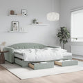 vidaXL Sofa rozsuwana z szufladami, jasnoszara, 90x200 cm, aksamit