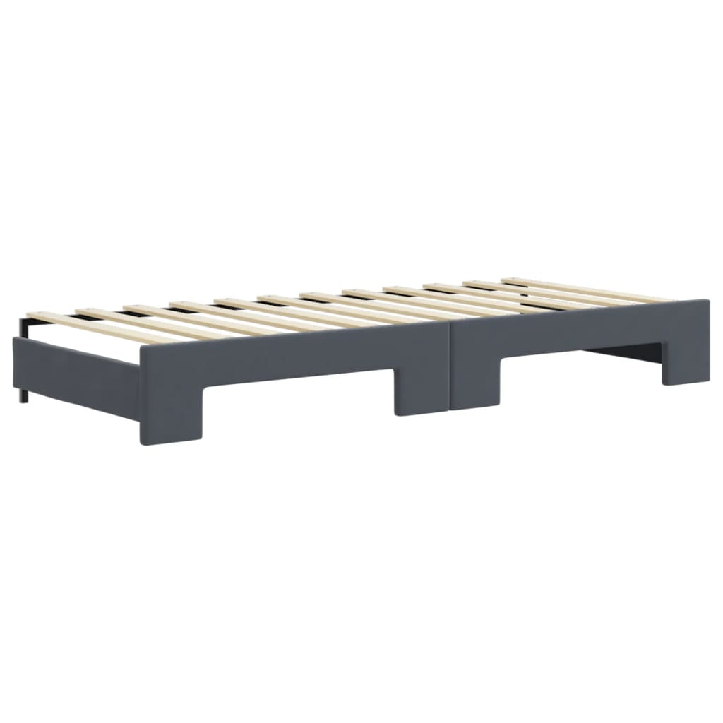vidaXL Sofa rozsuwana z szufladami, ciemnoszara, 90x200 cm, aksamit