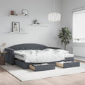vidaXL Sofa rozsuwana z szufladami, ciemnoszara, 90x200 cm, aksamit