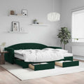 vidaXL Sofa rozsuwana z szufladami, ciemnozielona, 90x200 cm, aksamit