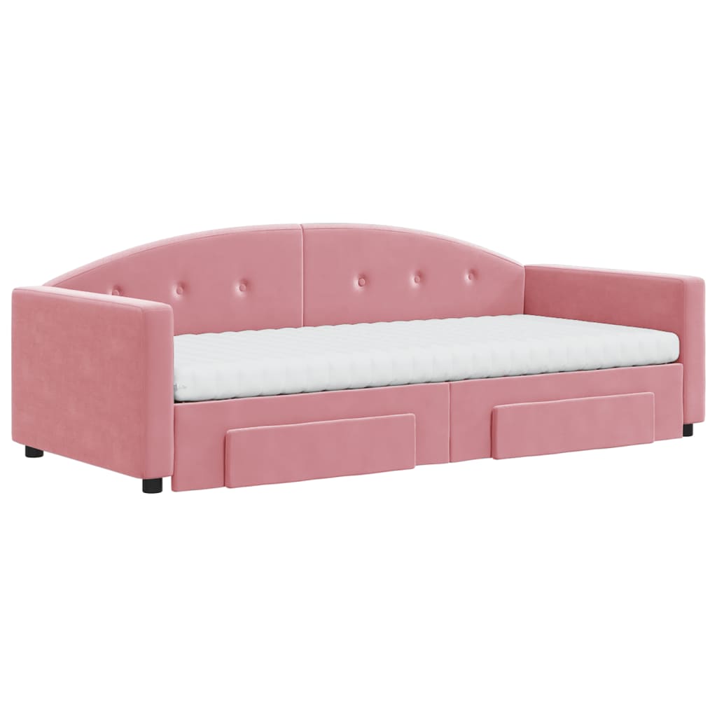 vidaXL Sofa rozsuwana z szufladami, różowa, 90x200 cm, aksamit