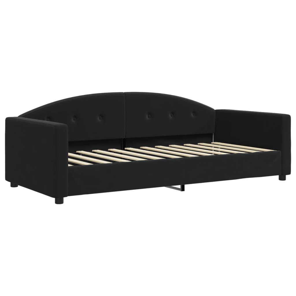 vidaXL Sofa rozsuwana z szufladami, czarna, 90x200 cm, aksamit