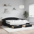 vidaXL Sofa rozsuwana z szufladami, czarna, 90x200 cm, aksamit