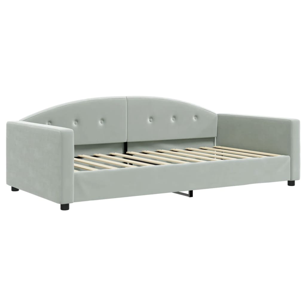vidaXL Sofa rozsuwana z szufladami, jasnoszara, 100x200 cm, aksamit