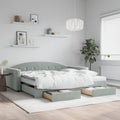 vidaXL Sofa rozsuwana z szufladami, jasnoszara, 100x200 cm, aksamit