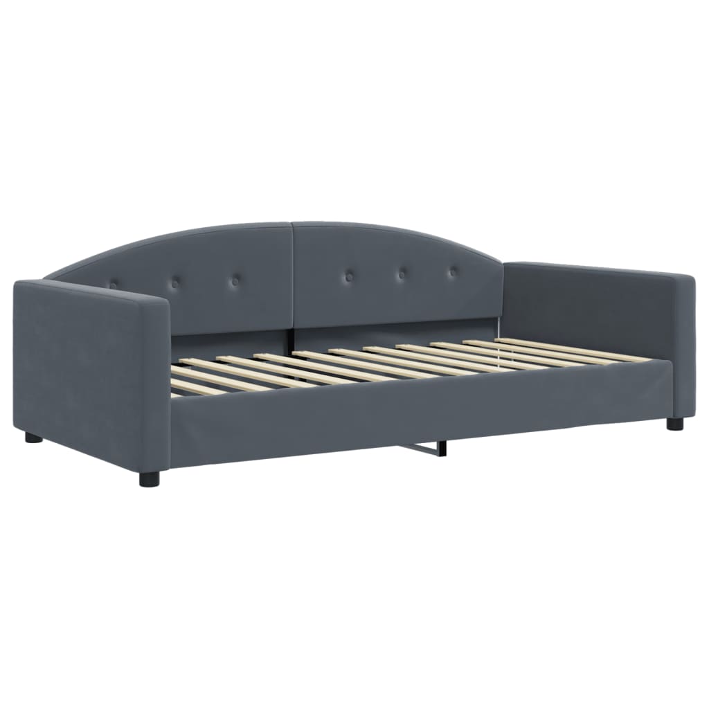 vidaXL Sofa rozsuwana z szufladami, ciemnoszara, 100x200 cm, aksamit