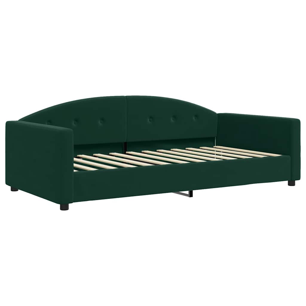 vidaXL Sofa rozsuwana z szufladami, ciemnozielona, 100x200 cm, aksamit
