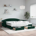 vidaXL Sofa rozsuwana z szufladami, ciemnozielona, 100x200 cm, aksamit