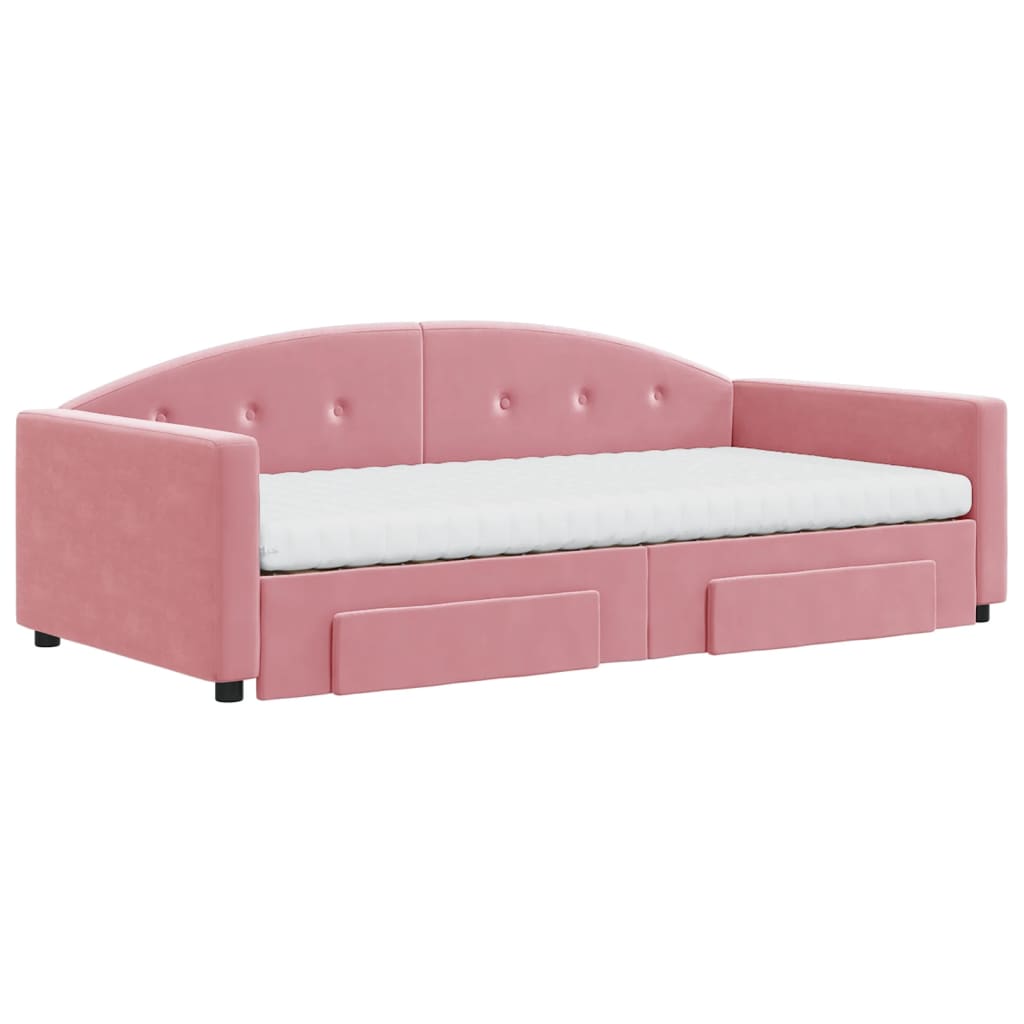 vidaXL Sofa rozsuwana z szufladami, różowa, 100x200 cm, aksamit