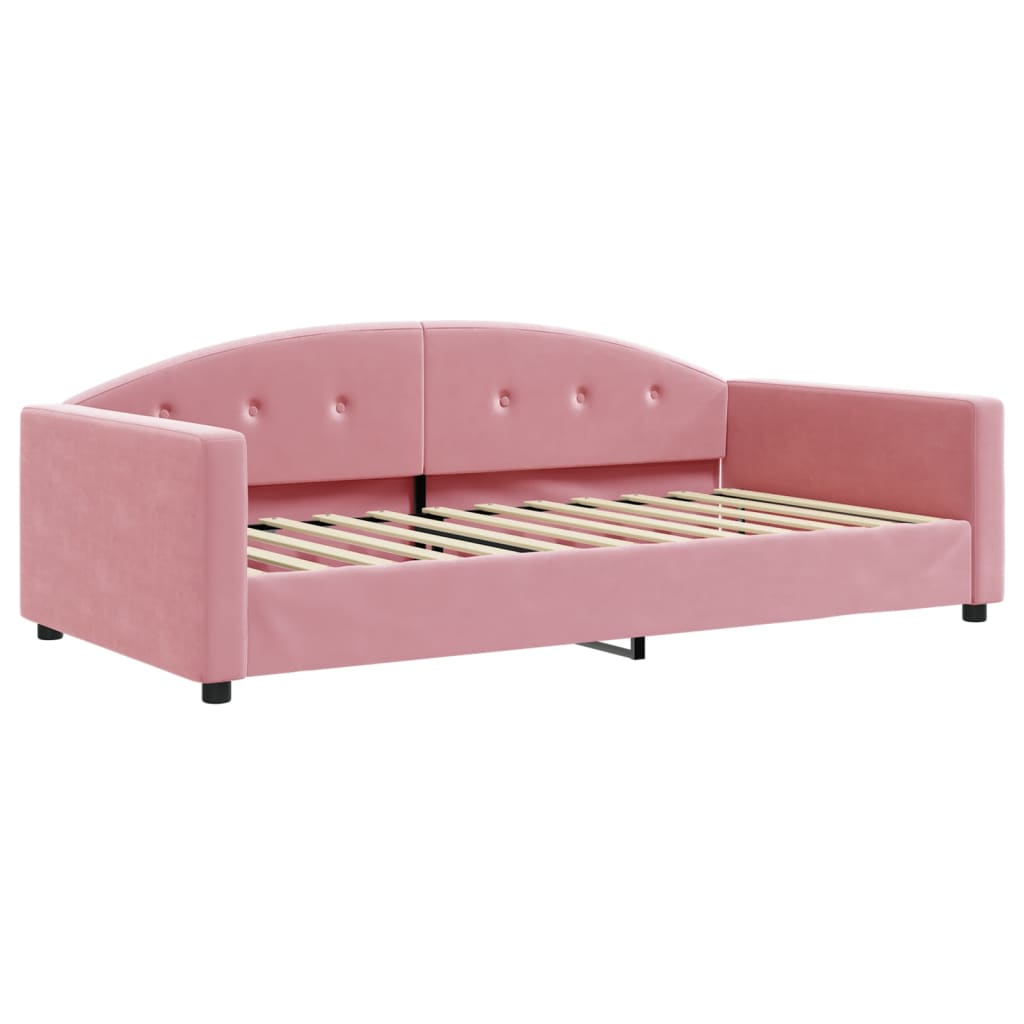 vidaXL Sofa rozsuwana z szufladami, różowa, 100x200 cm, aksamit