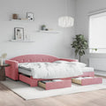vidaXL Sofa rozsuwana z szufladami, różowa, 100x200 cm, aksamit