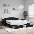 vidaXL Sofa rozsuwana z szufladami, czarna, 100x200 cm, aksamit