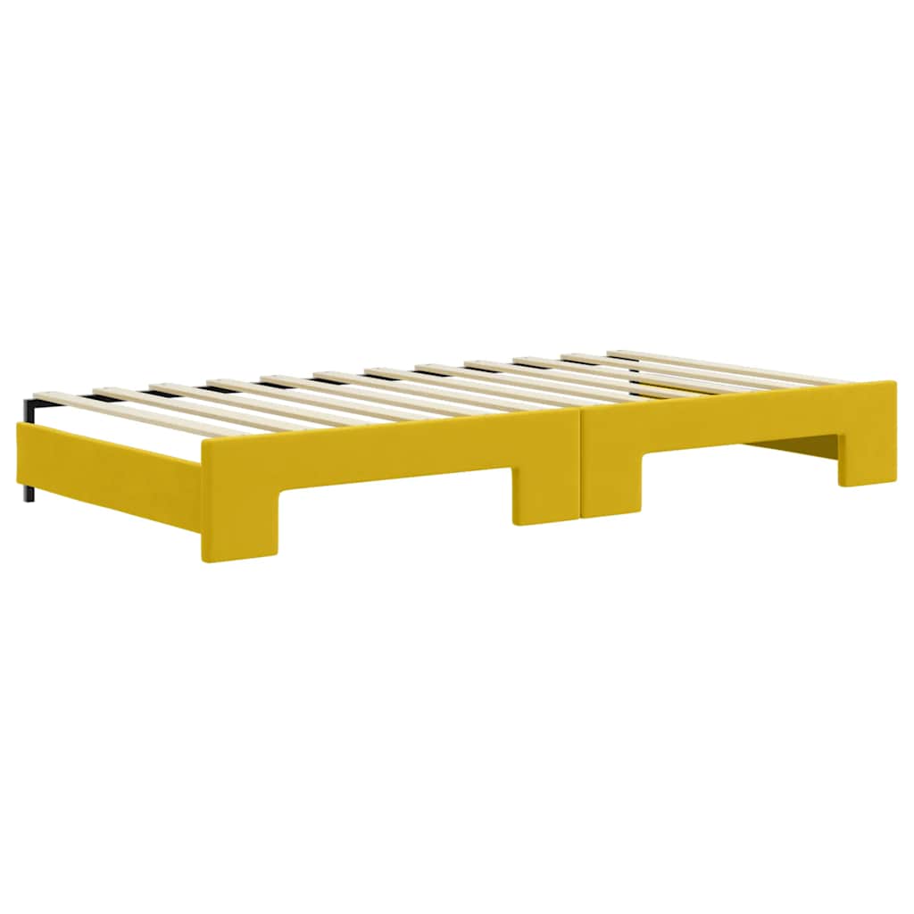 vidaXL Sofa rozsuwana z szufladami, żółta, 100x200 cm, aksamit