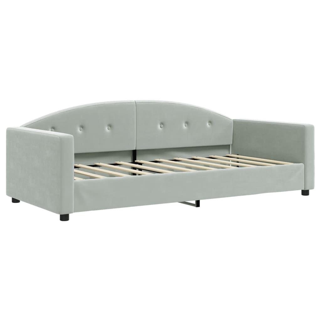 vidaXL Sofa rozsuwana z szufladami, jasnoszara, 90x190 cm, aksamit