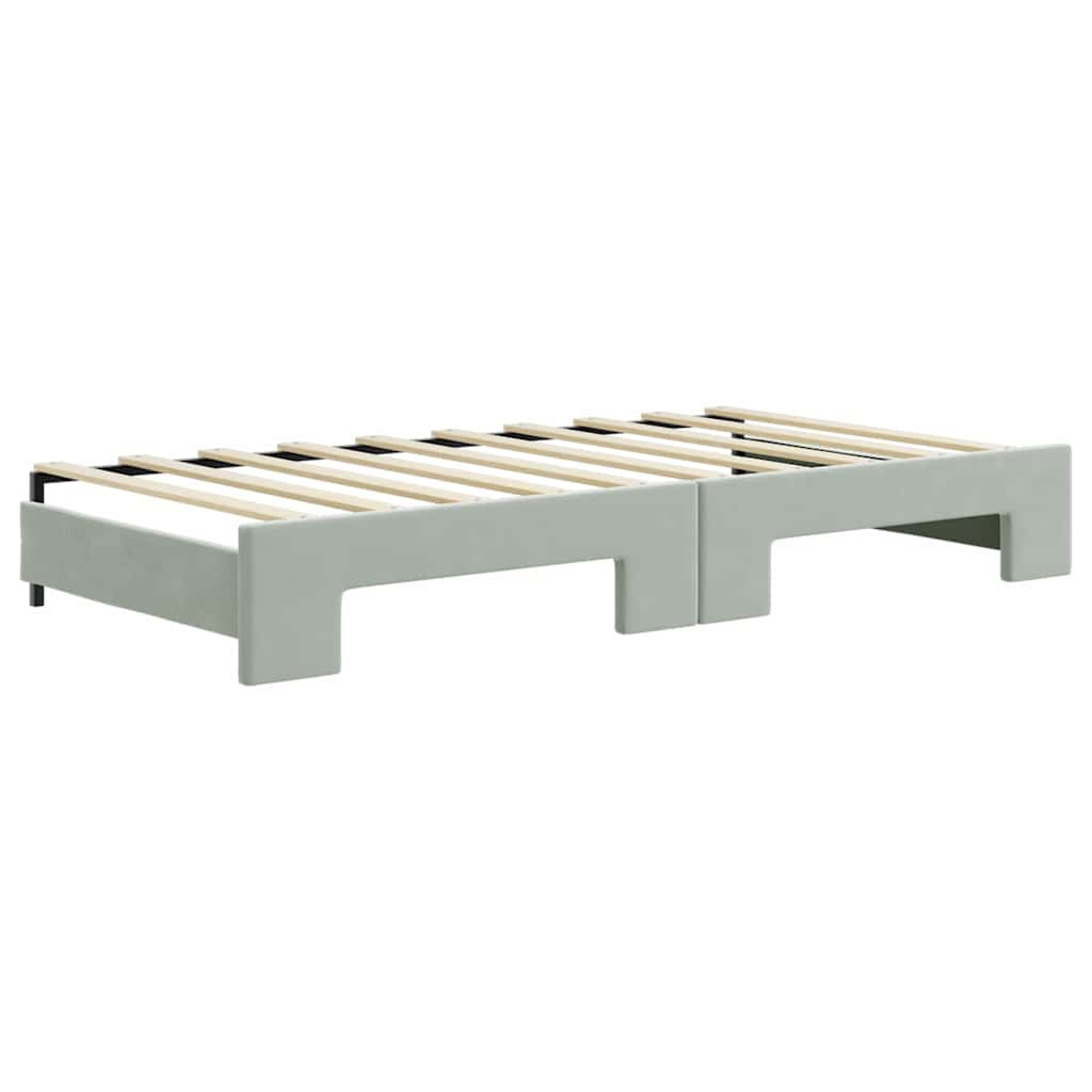 vidaXL Sofa rozsuwana z szufladami, jasnoszara, 90x190 cm, aksamit