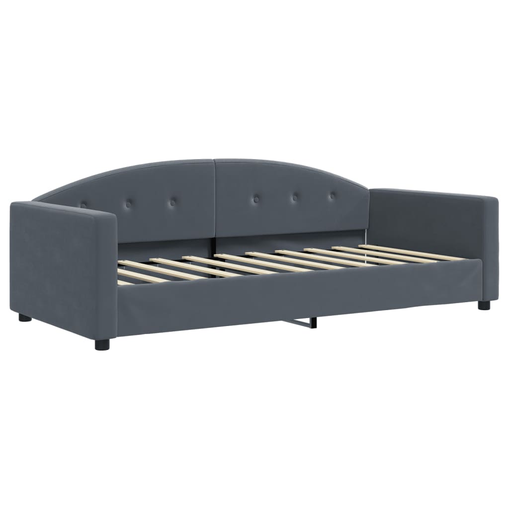 vidaXL Sofa rozsuwana z szufladami, ciemnoszara, 90x190 cm, aksamit