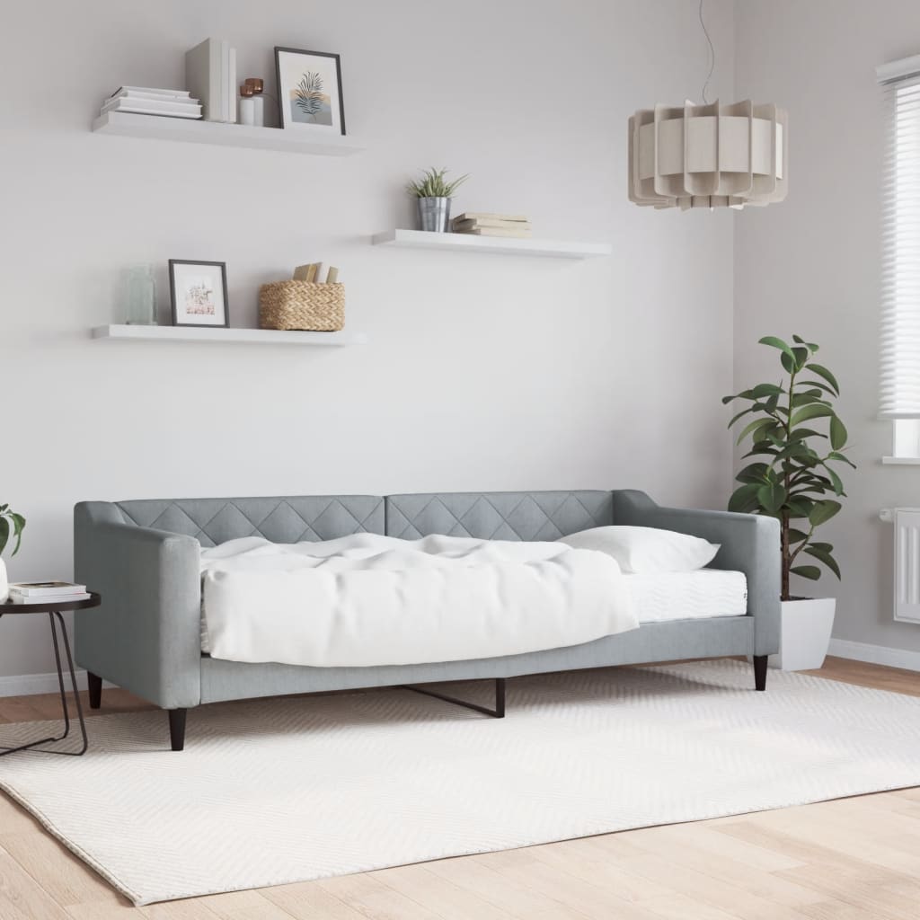 vidaXL Sofa z materacem do spania, jasnoszara, 80x200 cm, tkanina