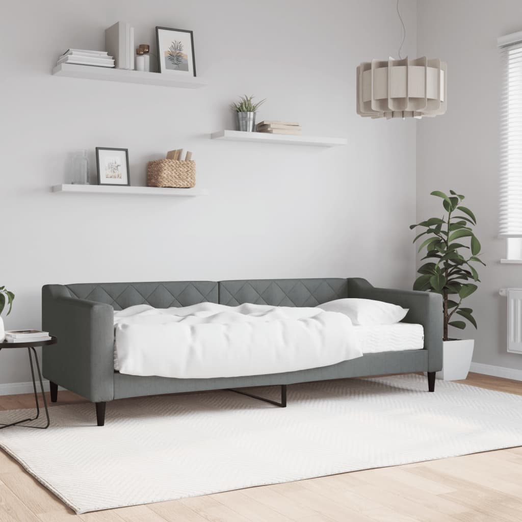 vidaXL Sofa z materacem do spania, ciemnoszara, 80x200 cm, tkanina