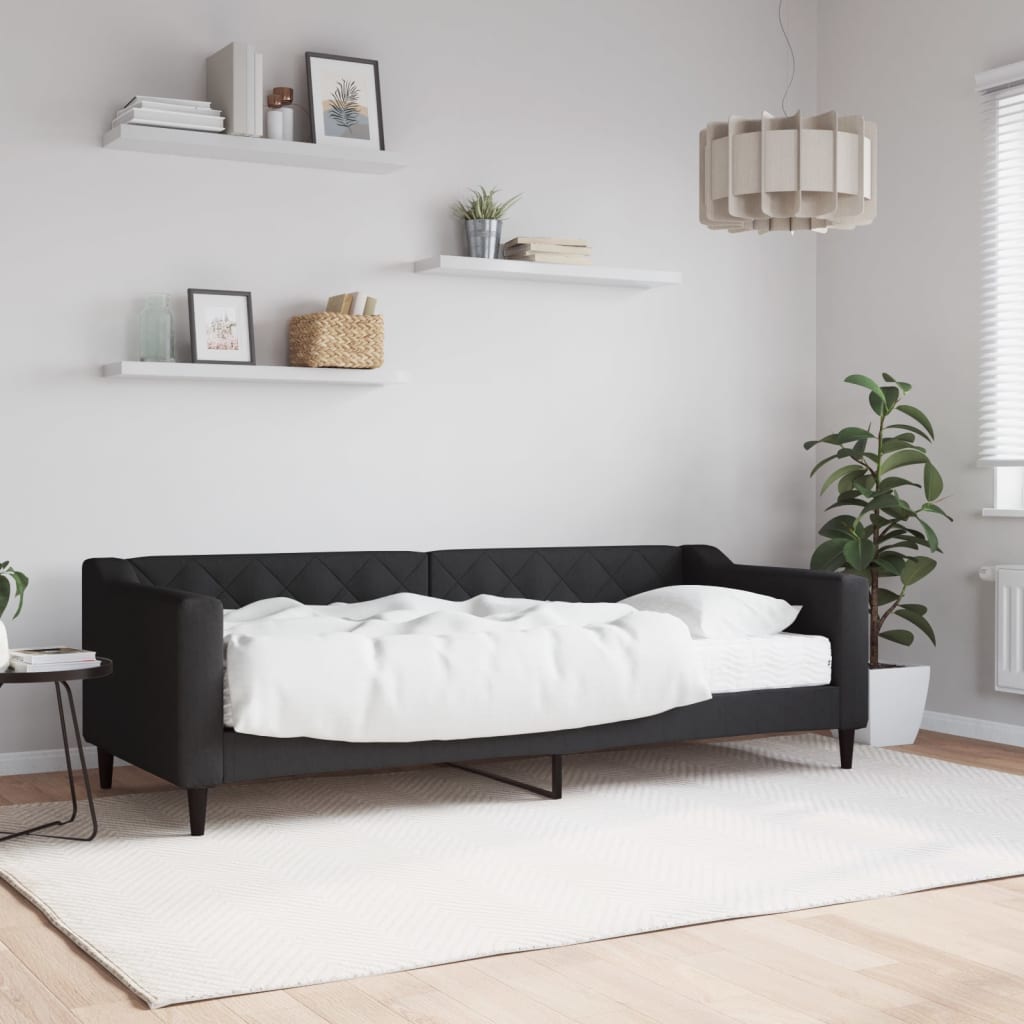 vidaXL Sofa z materacem do spania, czarna, 80x200 cm, tkanina