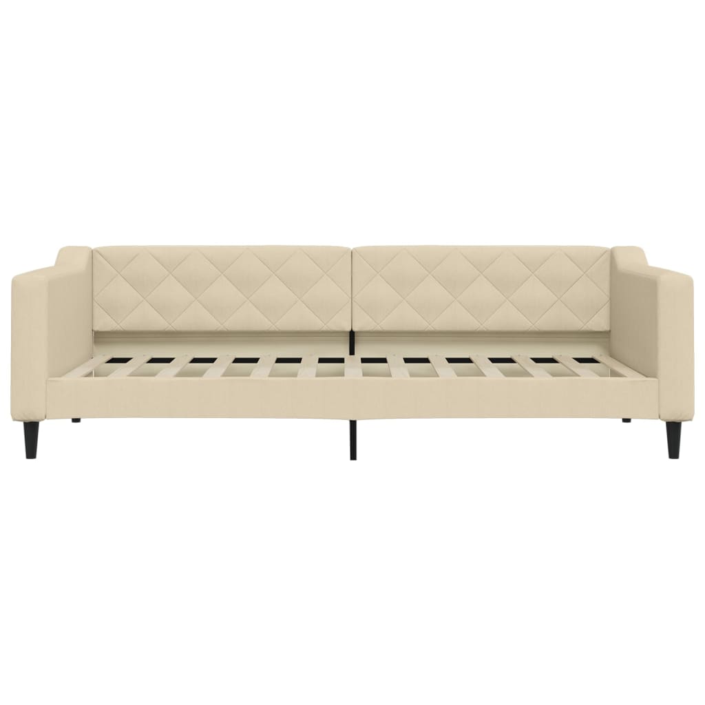 vidaXL Sofa rozsuwana z szufladami, kremowa, 90x200 cm, tkanina