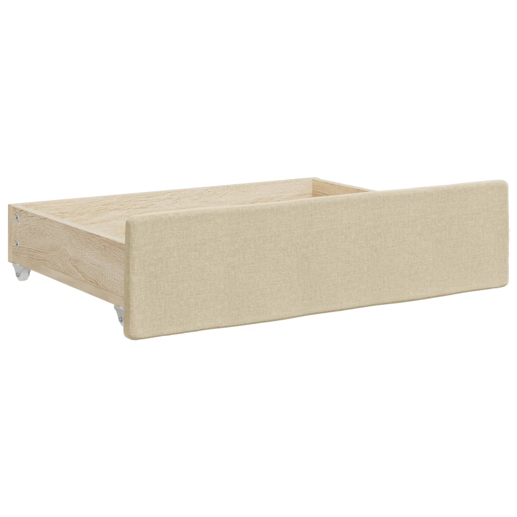 vidaXL Sofa rozsuwana z szufladami, kremowa, 90x200 cm, tkanina