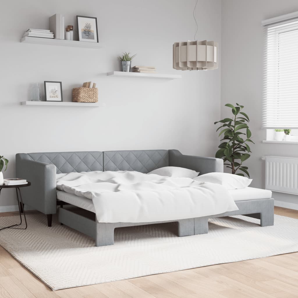 vidaXL Sofa rozsuwana, jasnoszara, 100x190 cm, tkanina