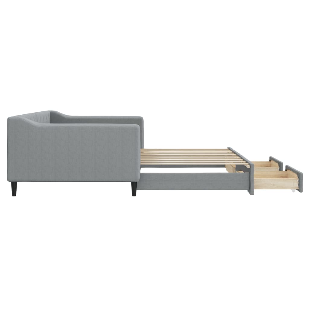 vidaXL Sofa rozsuwana z szufladami, jasnoszara, 100x190 cm, tkanina