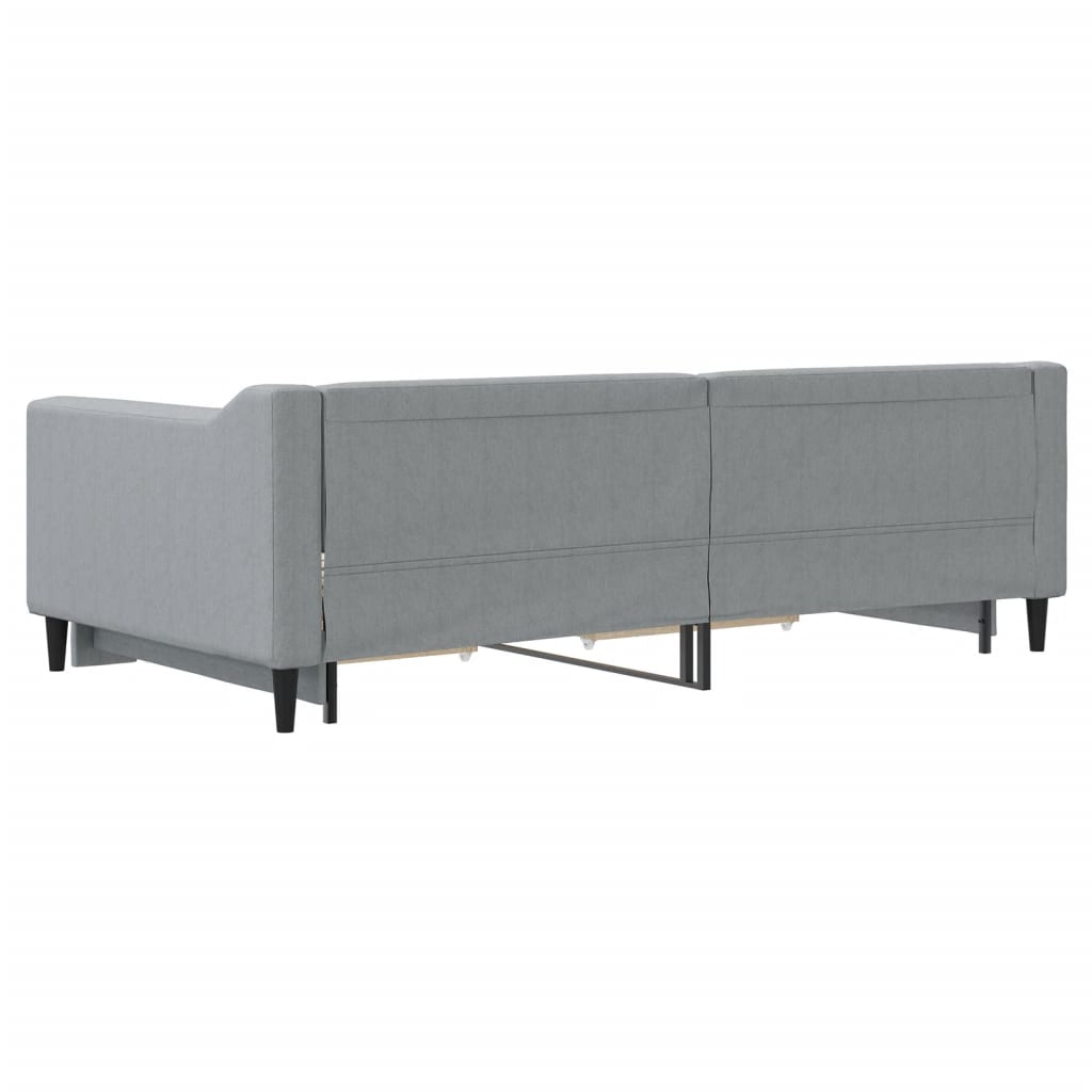 vidaXL Sofa rozsuwana z szufladami, jasnoszara, 100x190 cm, tkanina