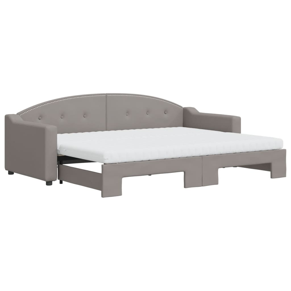 vidaXL Sofa rozsuwana z materacami, kolor taupe, 80x200 cm, tkanina