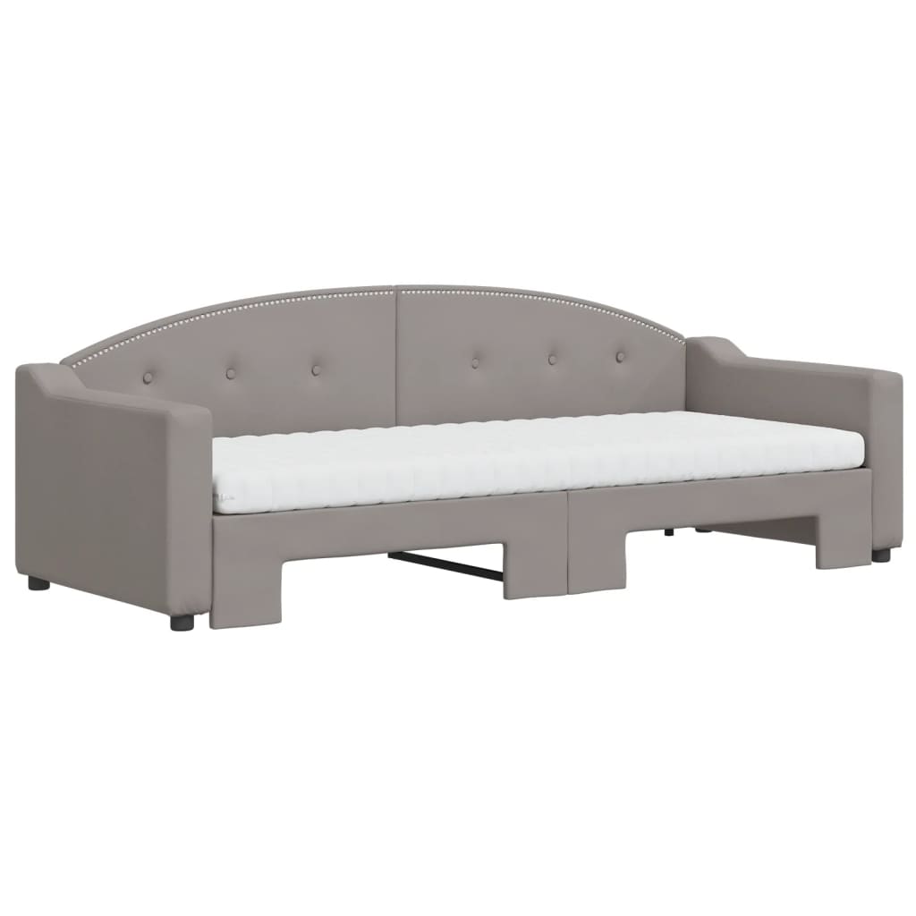 vidaXL Sofa rozsuwana z materacami, kolor taupe, 80x200 cm, tkanina