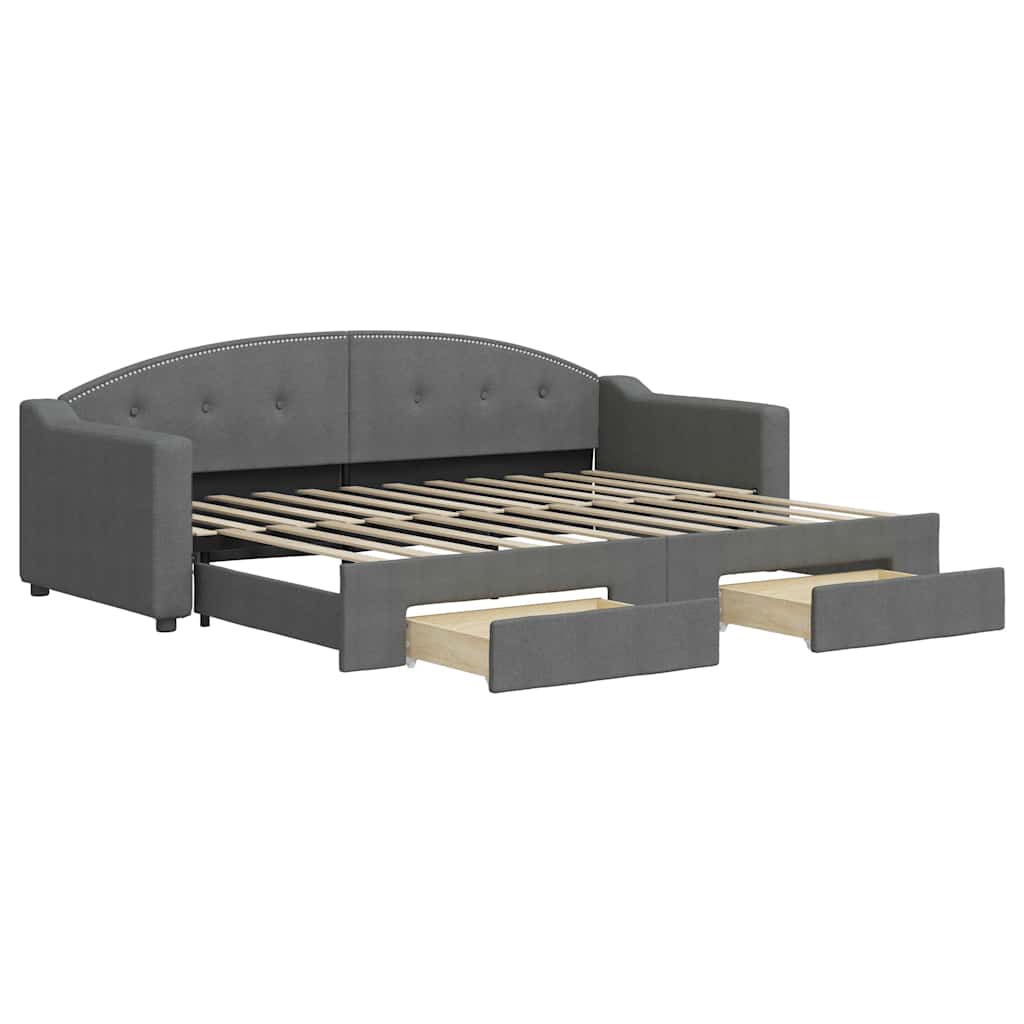 vidaXL Sofa rozsuwana z szufladami, ciemnoszara, 80x200 cm, tkanina