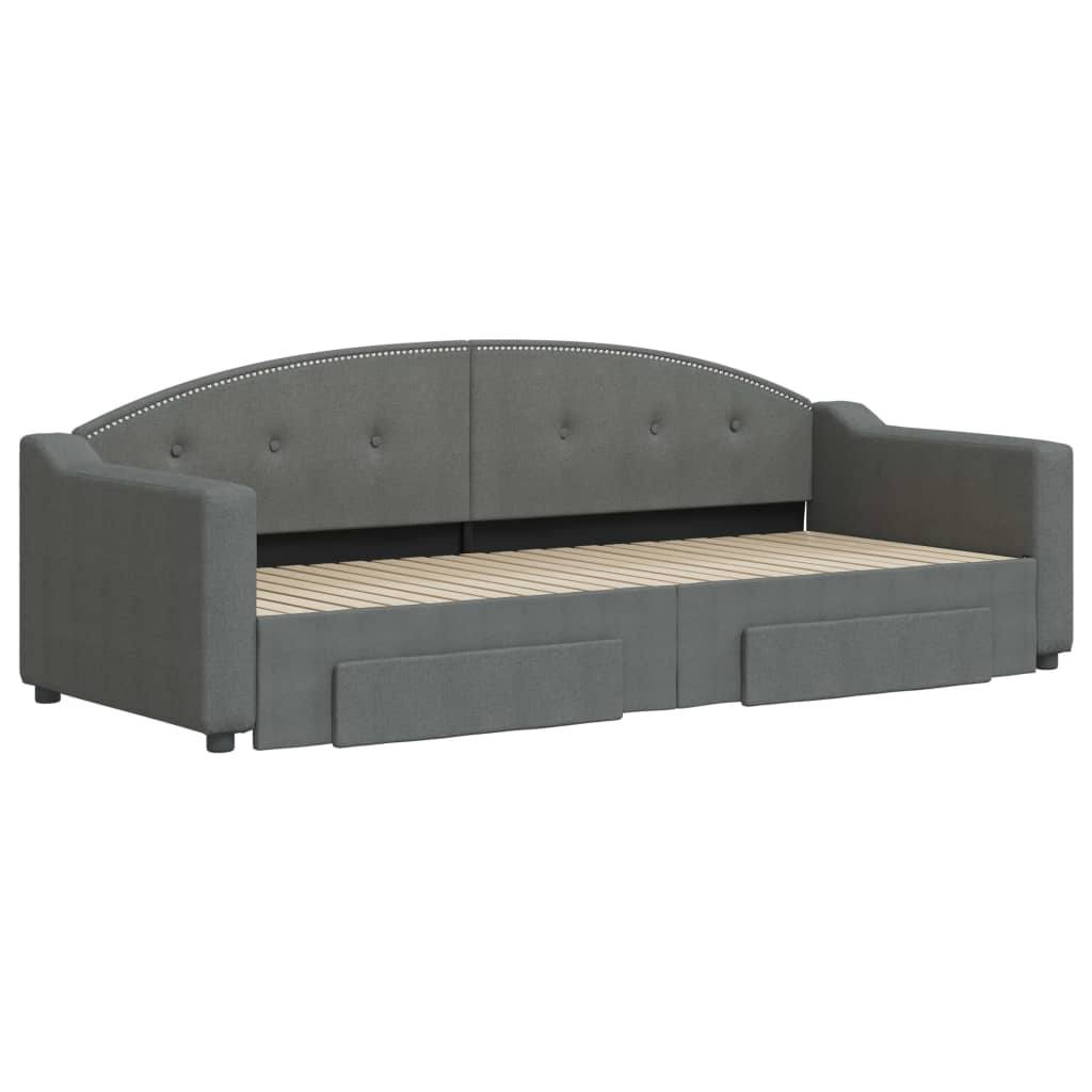 vidaXL Sofa rozsuwana z szufladami, ciemnoszara, 80x200 cm, tkanina