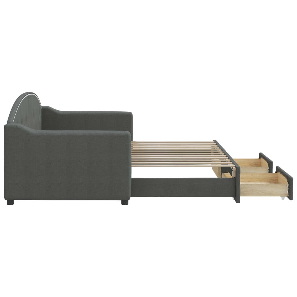 vidaXL Sofa rozsuwana z szufladami, ciemnoszara, 80x200 cm, tkanina