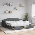 vidaXL Sofa rozsuwana z szufladami, ciemnoszara, 80x200 cm, tkanina