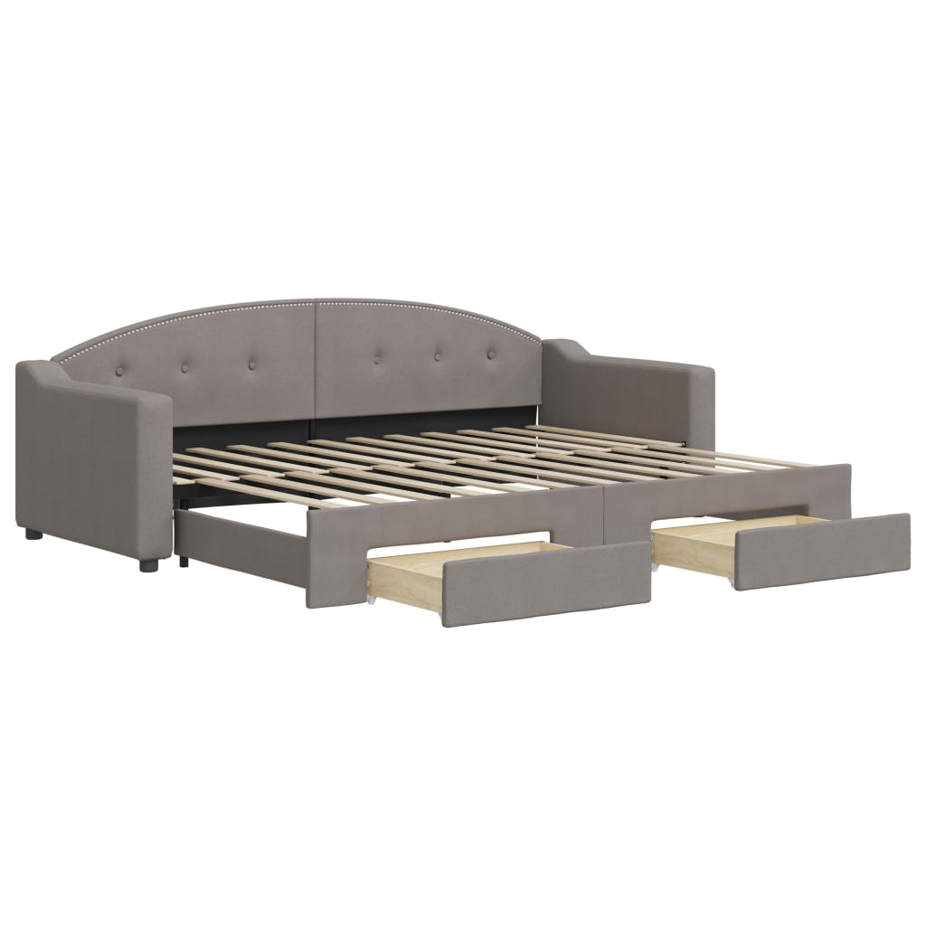 vidaXL Sofa rozsuwana z szufladami, taupe, 80x200 cm, tkanina