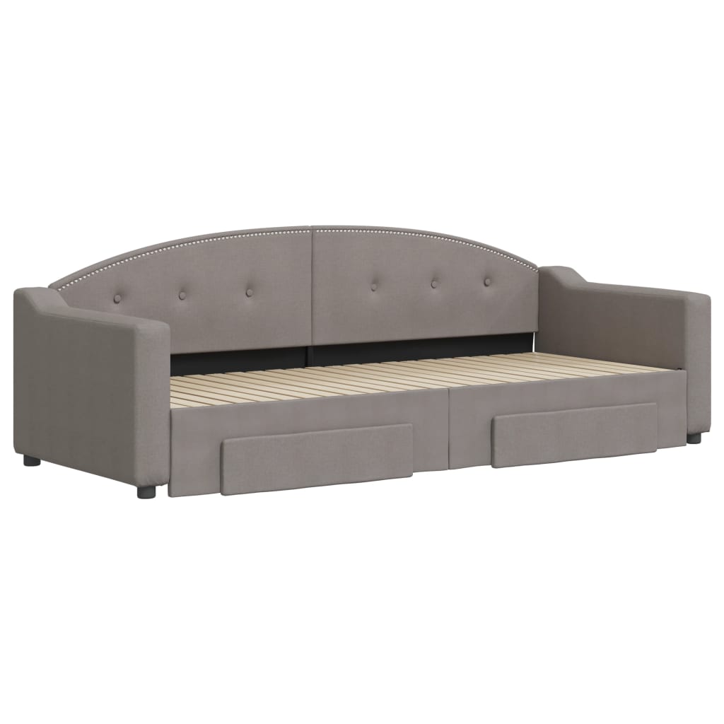 vidaXL Sofa rozsuwana z szufladami, taupe, 80x200 cm, tkanina