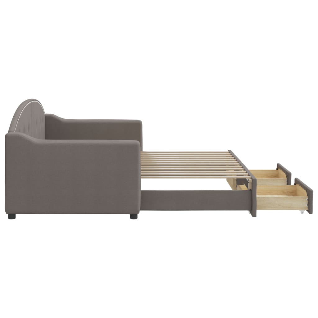 vidaXL Sofa rozsuwana z szufladami, taupe, 80x200 cm, tkanina