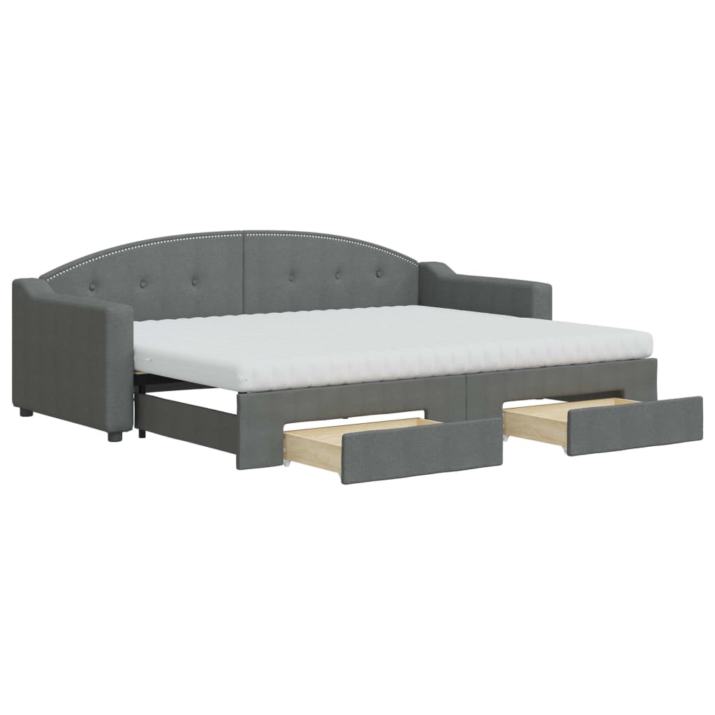 vidaXL Sofa rozsuwana z szufladami, ciemnoszara, 80x200 cm, tkanina