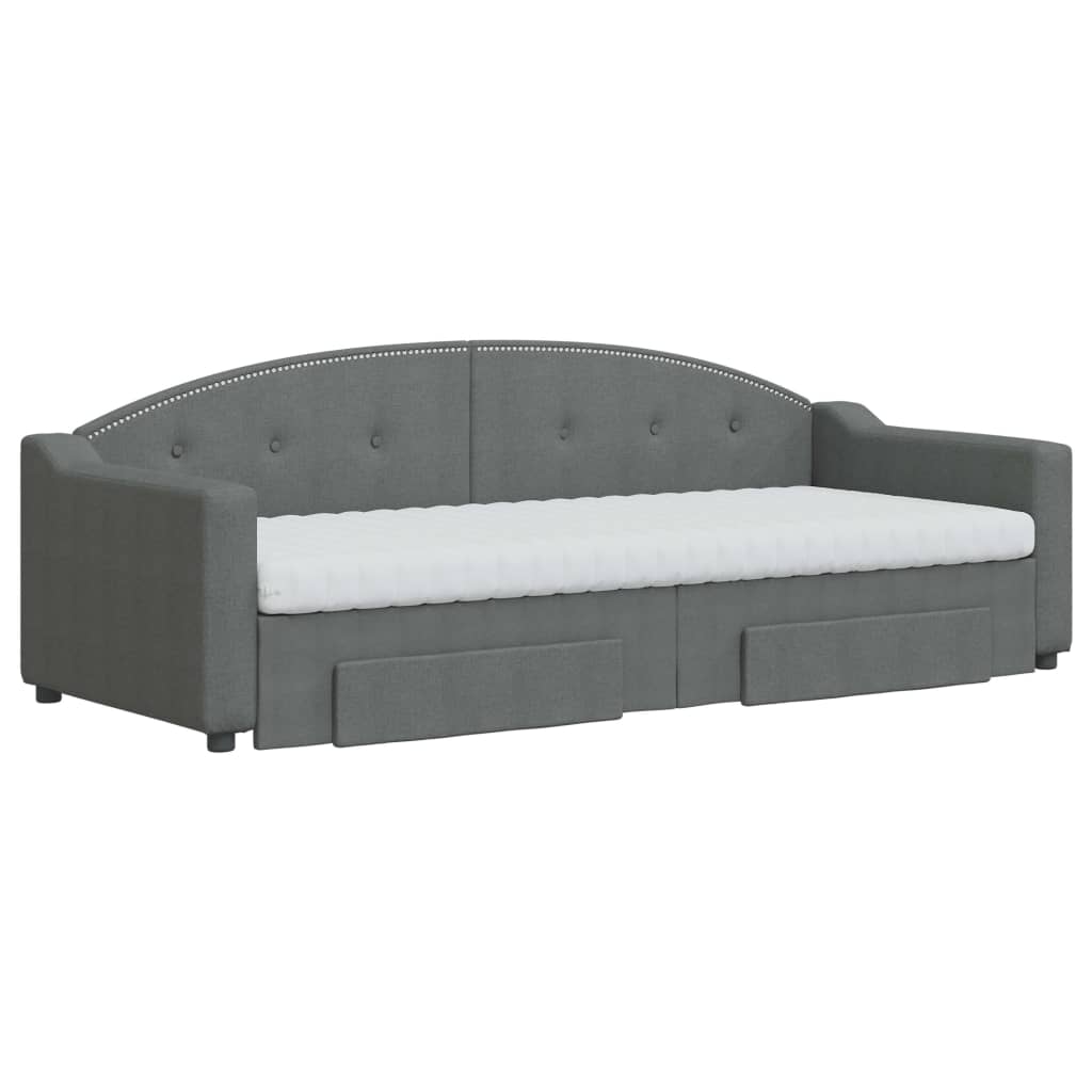 vidaXL Sofa rozsuwana z szufladami, ciemnoszara, 80x200 cm, tkanina