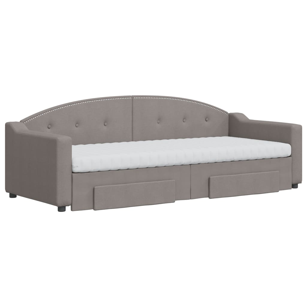 vidaXL Sofa rozsuwana z szufladami, taupe, 80x200 cm, tkanina